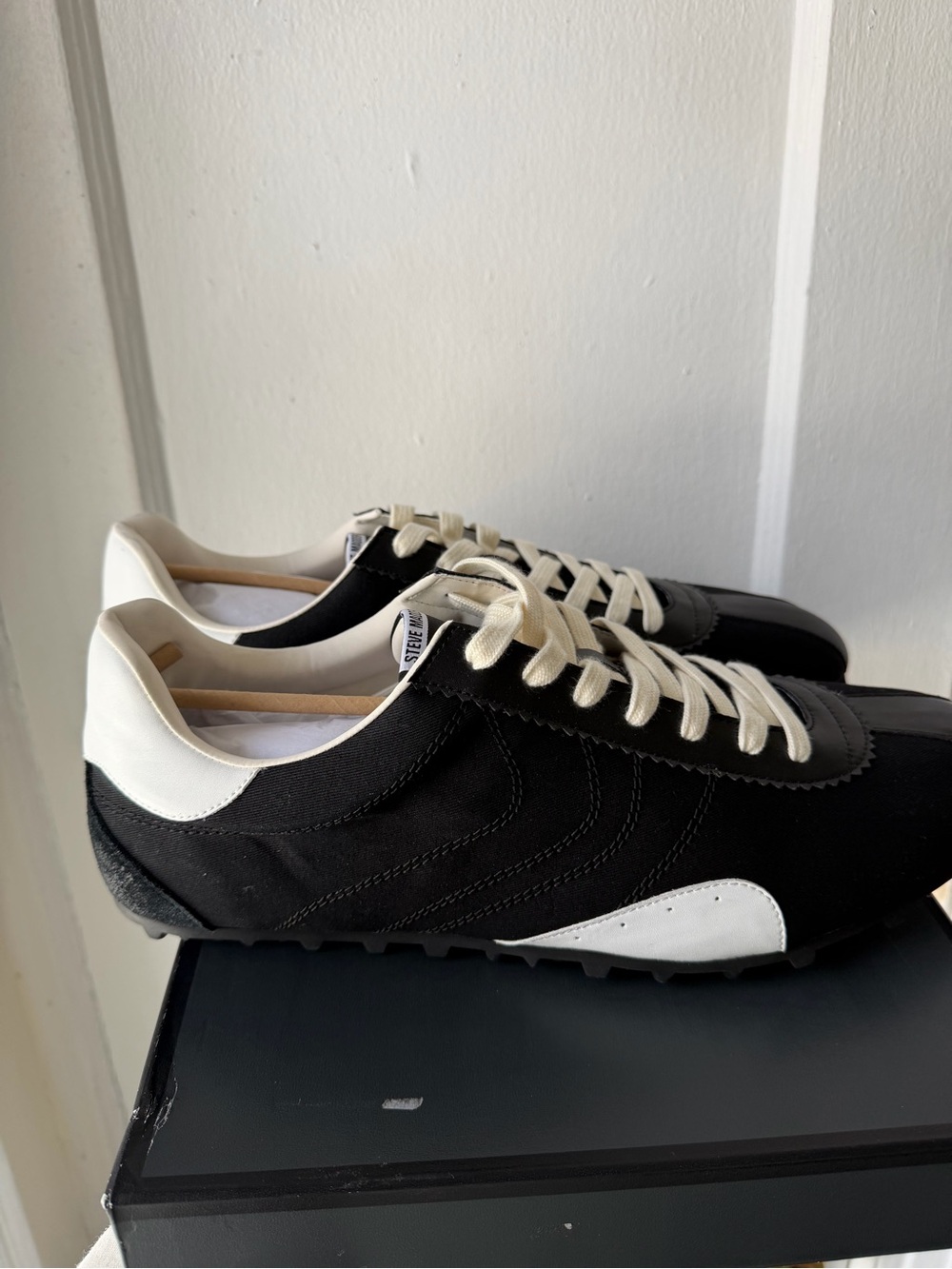 Steve Madden Black and White Retro Runner Sneakers - Picture 4 of 6